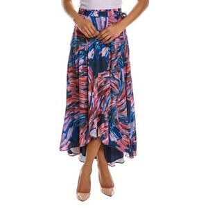 Anthropologie Hutch Risa wrap midi skirt blue red swirl sz L
